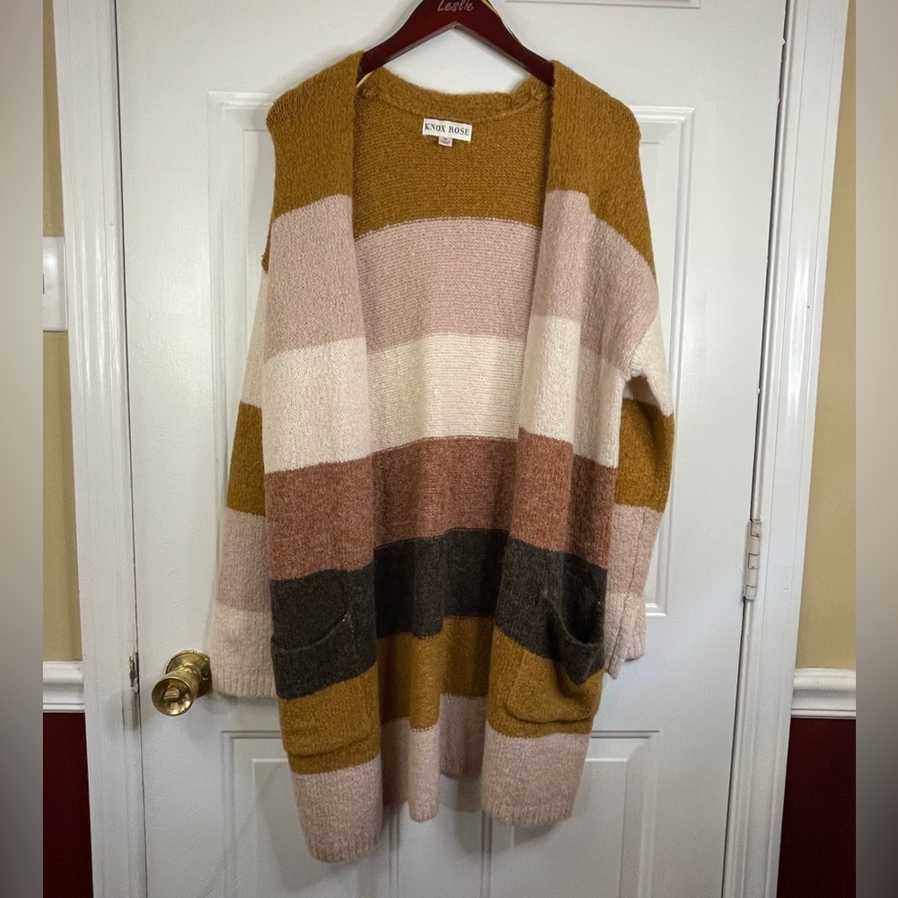 Knox Rose‎ long open front sweater cardigan.